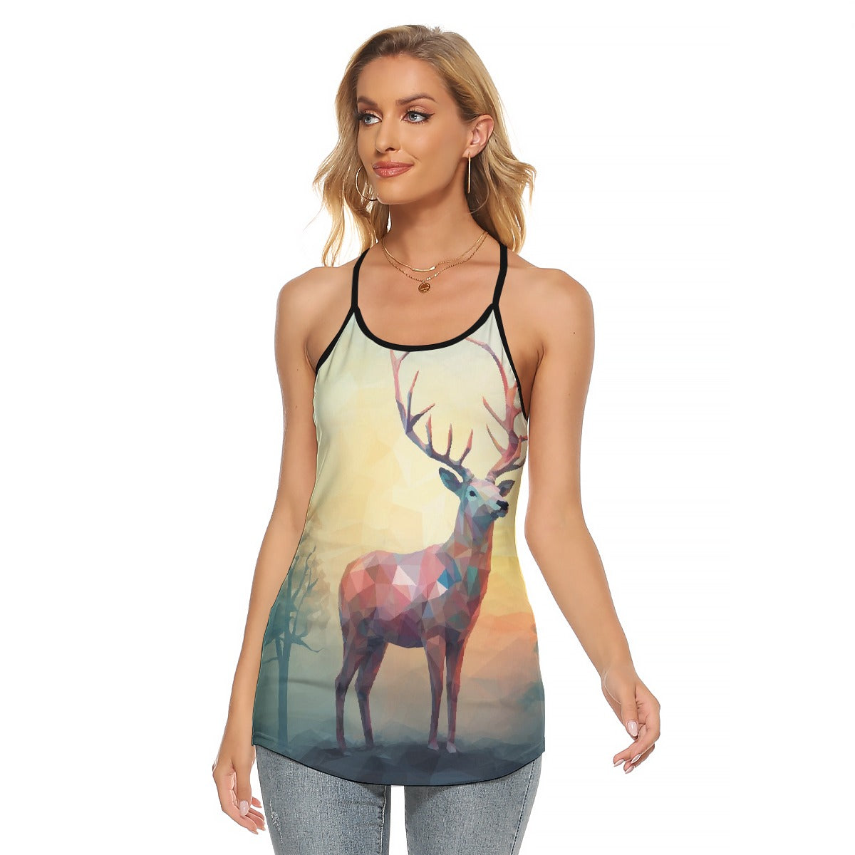 All-Over Print Women's Criss-Cross Open Back Tank Top