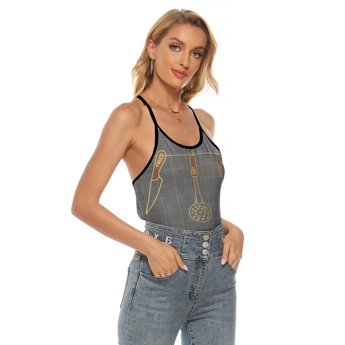 All-Over Print Women's Criss-Cross Open Back Tank Top