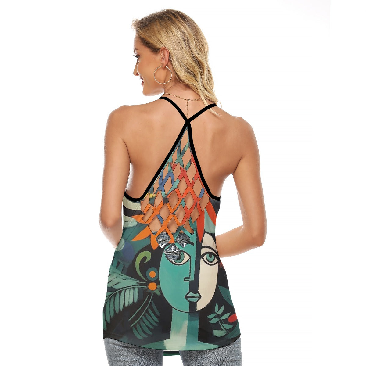 All-Over Print Women's Criss-Cross Open Back Tank Top