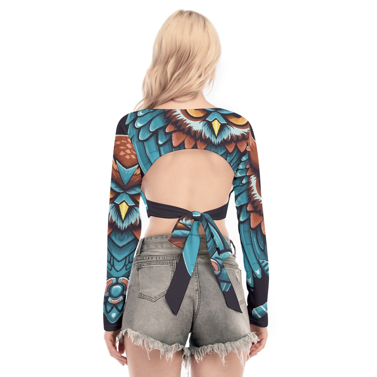 All-Over Print Women's Back Hollow T-shirt With Strap