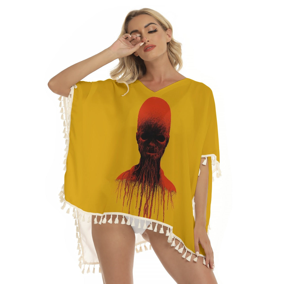 All-Over Print Women's Square Fringed Shawl