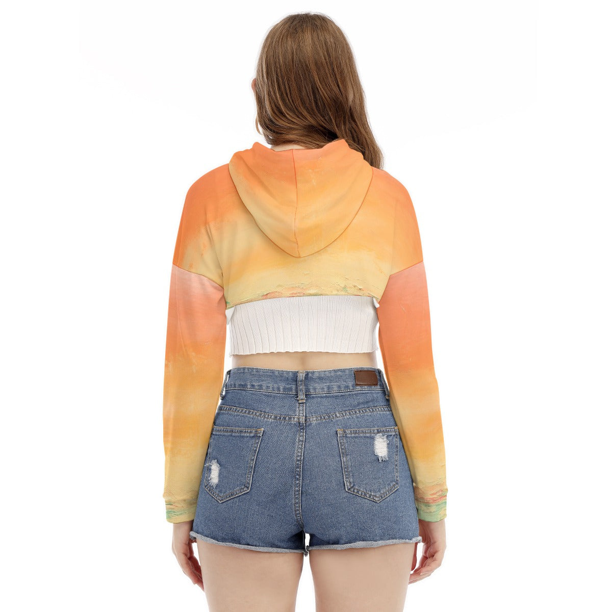 All-Over Print Women's Smock Short Hoodie With Long Sleeve