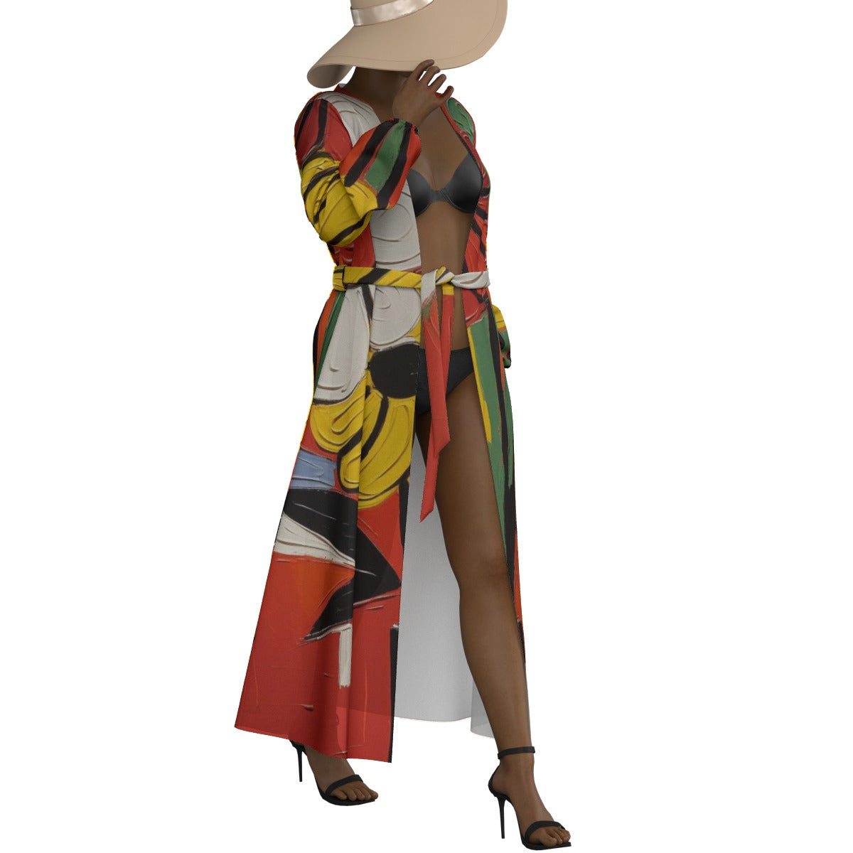 All-Over Print Women's Lace-up Chiffon Robe