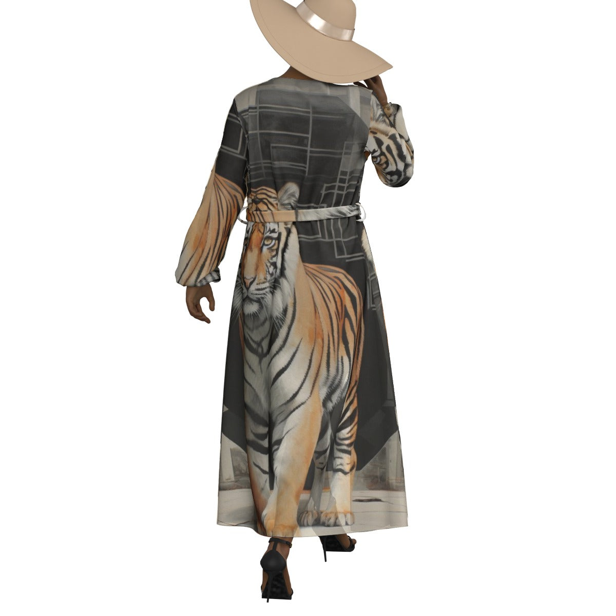 All-Over Print Women's Lace-up Chiffon Robe