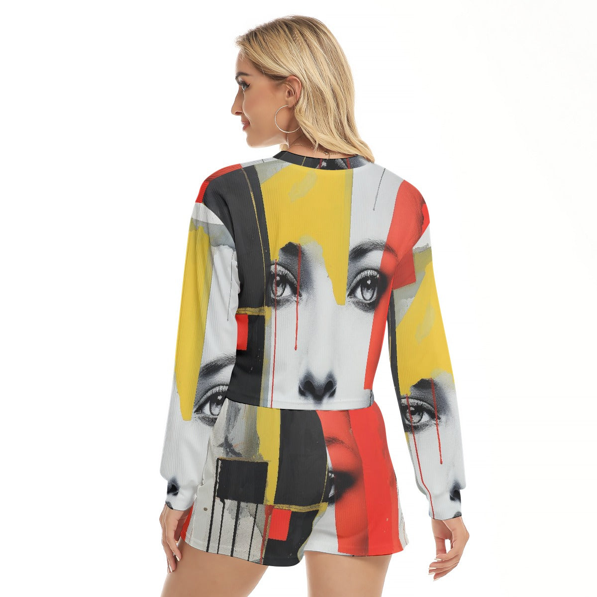 All-Over Print Women's Short Sweatshirt And Pants Suit