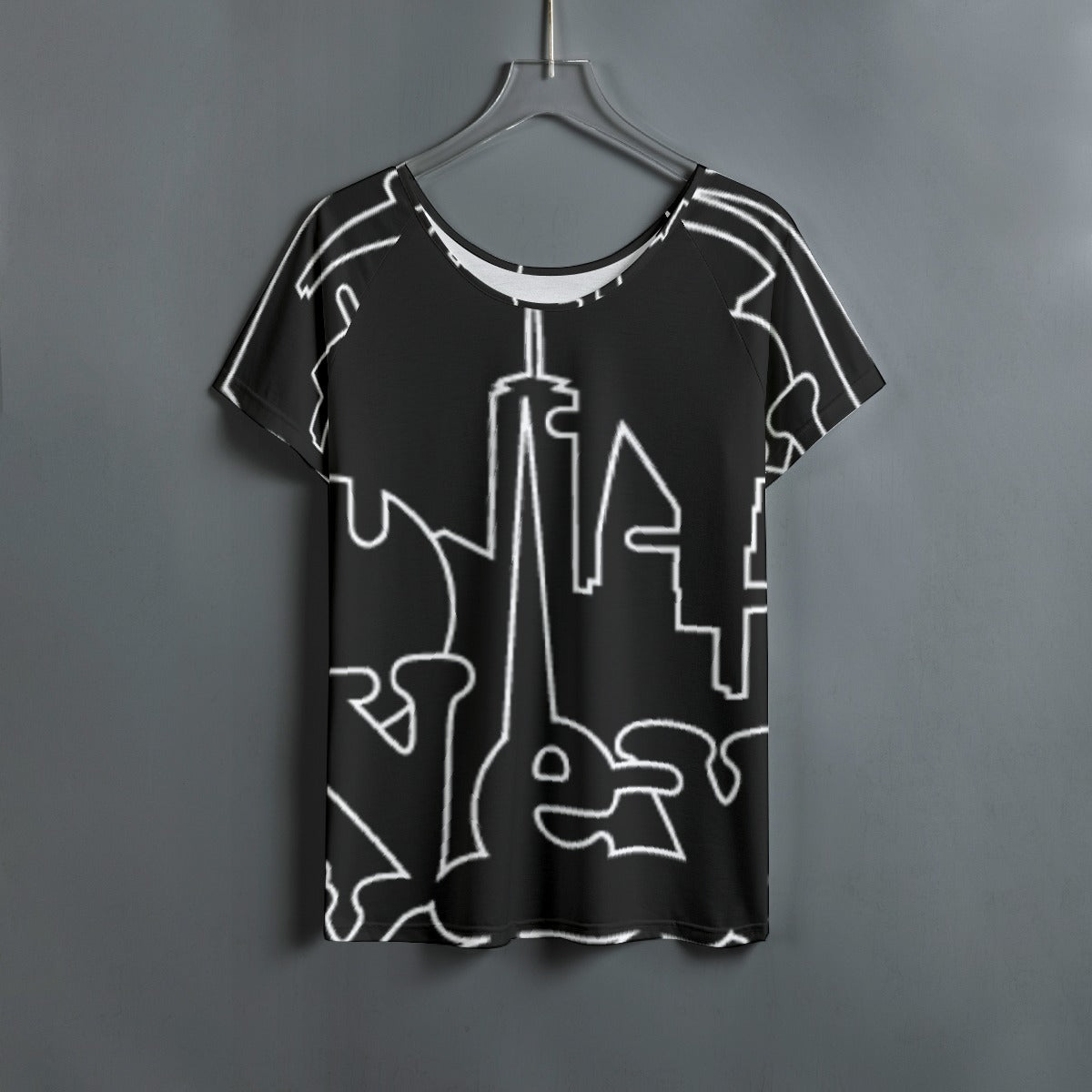 All-Over Print Women's Round Neck T-shirt With Raglan Sleeve