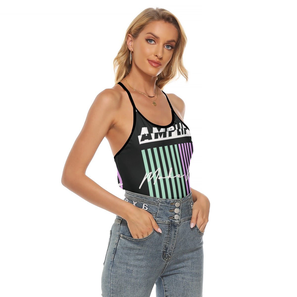 All-Over Print Women's Criss-Cross Open Back Tank Top