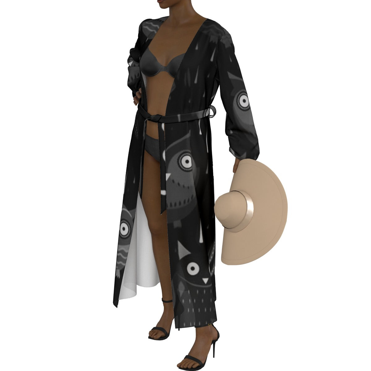 All-Over Print Women's Lace-up Chiffon Robe