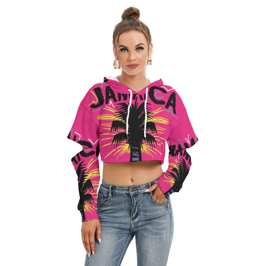 All-Over Print Women's Heavy Fleece Hoodie With Hollow Out Sleeve