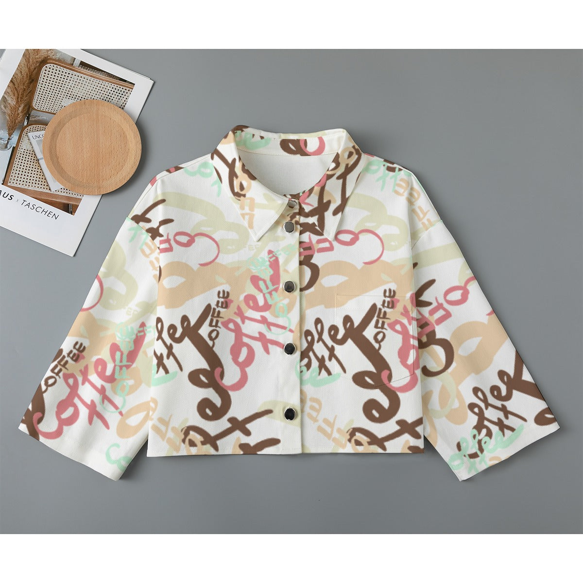 All-Over Print Women's Cropped Jacket | 245GSM Cotton