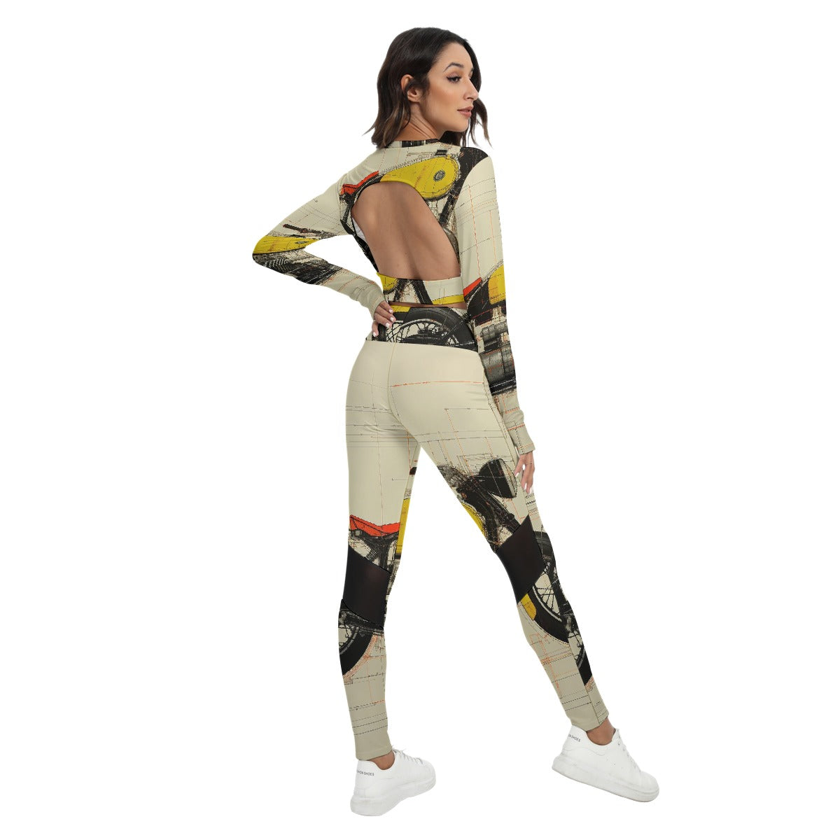 All-Over Print Women's Sport Set With Backless Top And Leggings