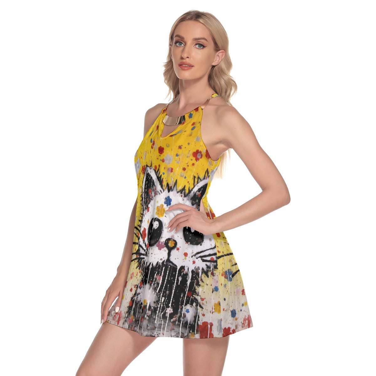 All-Over Print Women's Round Neck Above Knee Dress