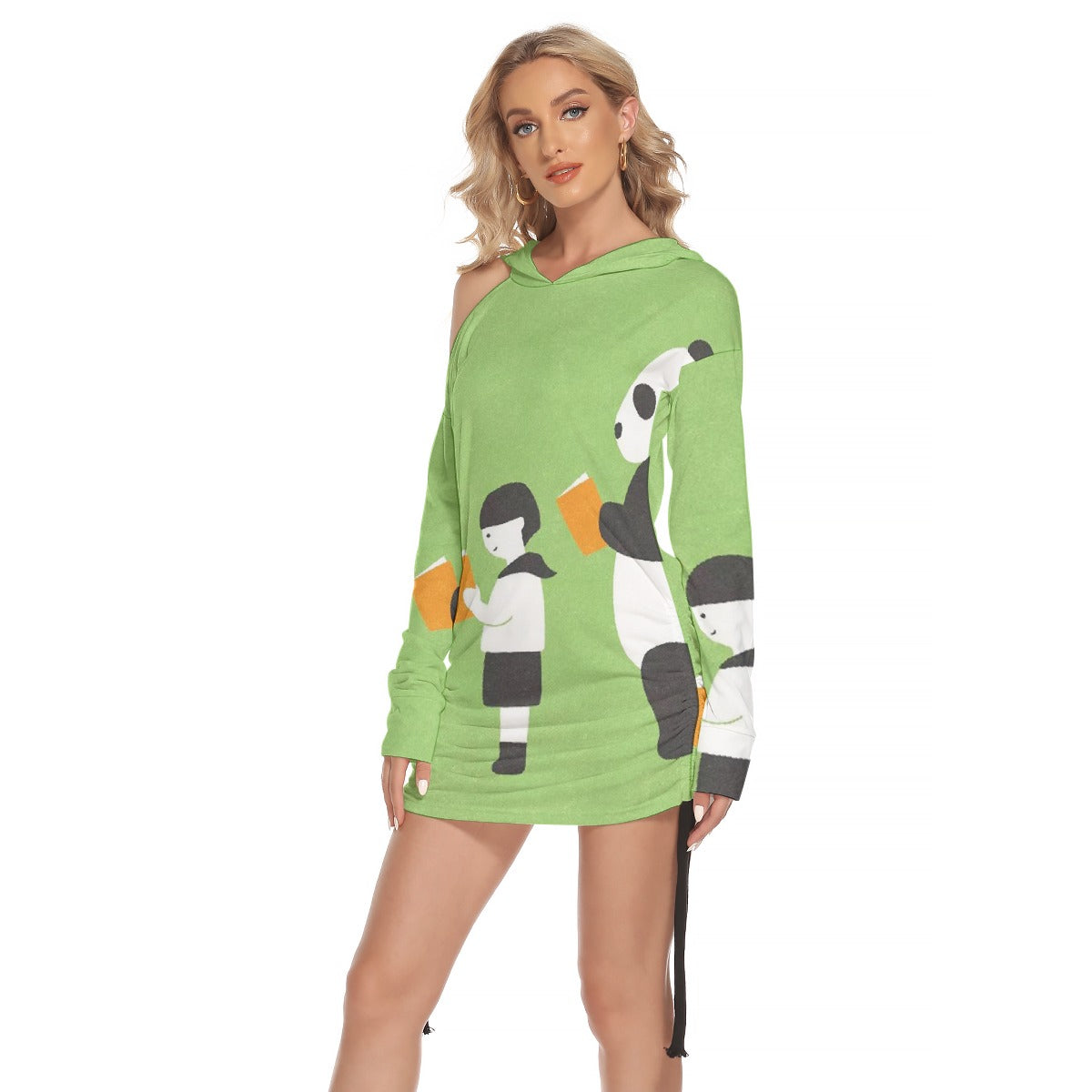 All-Over Print Women's One-shoulder Dress With Waist Shirring