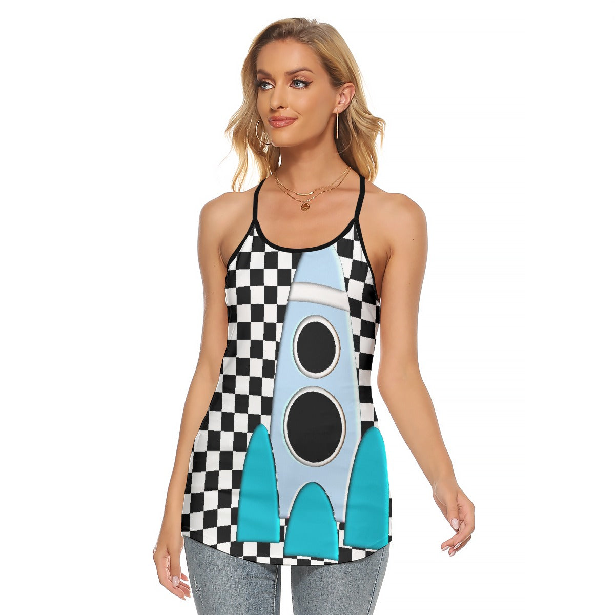 All-Over Print Women's Criss-Cross Open Back Tank Top