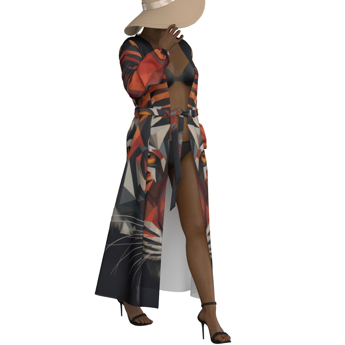 All-Over Print Women's Lace-up Chiffon Robe