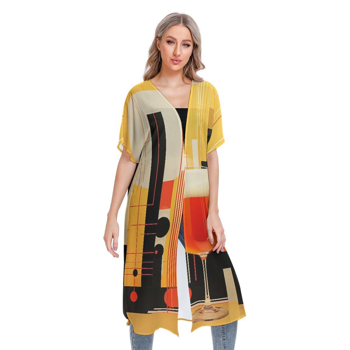 All-Over Print Women's Short Sleeve Cardigan