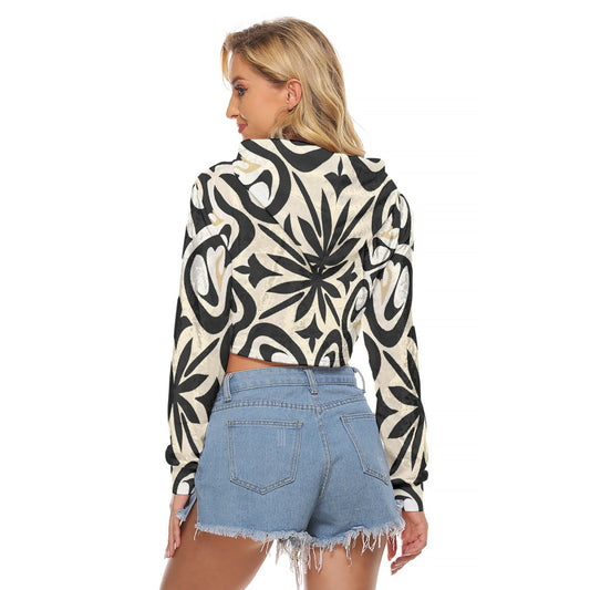 All-Over Print Women's Crop Top Hoodie|Velvet