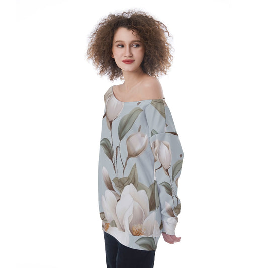 All-Over Print Oversized Women's Off-Shoulder Sweatshirt