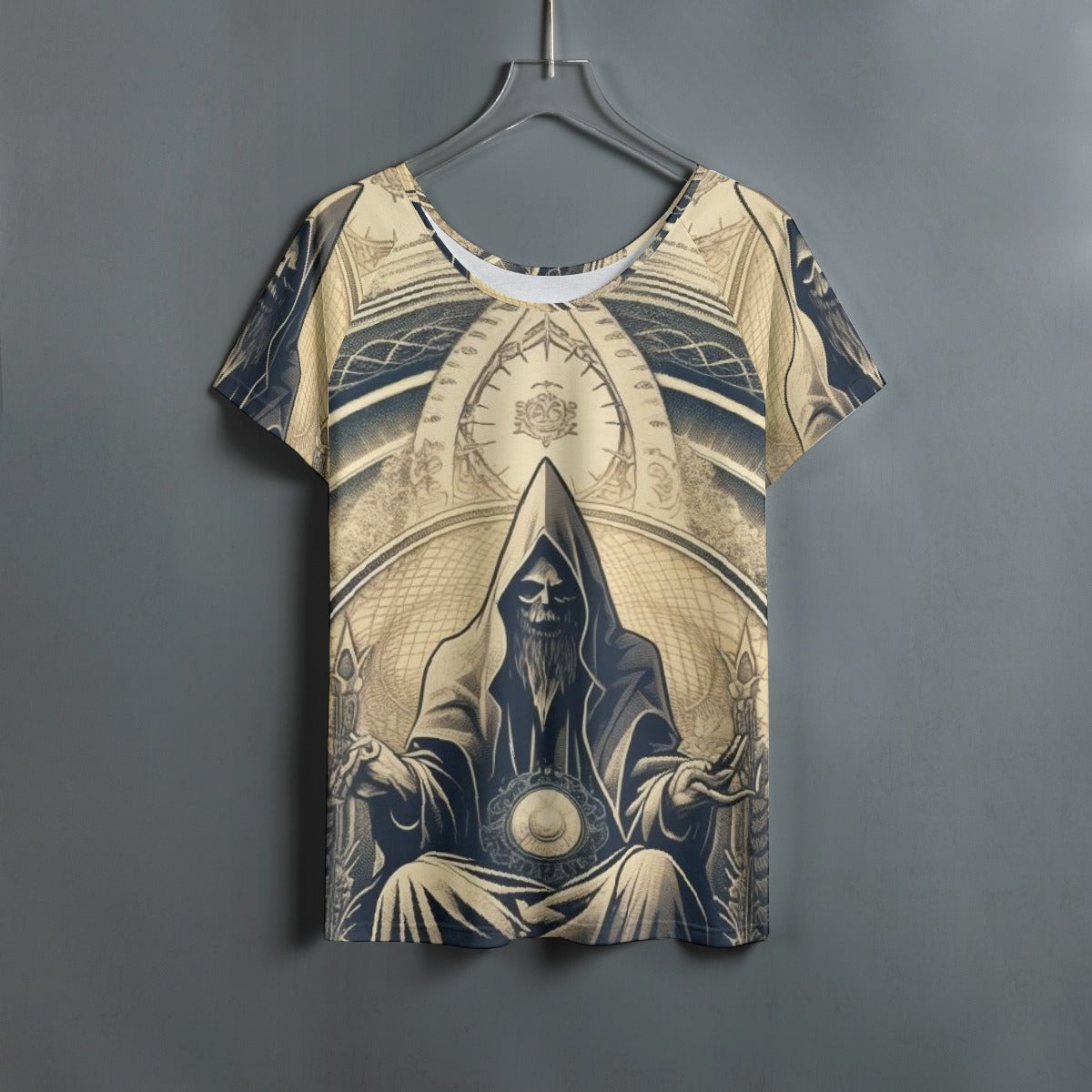 All-Over Print Women's Round Neck T-shirt With Raglan Sleeve