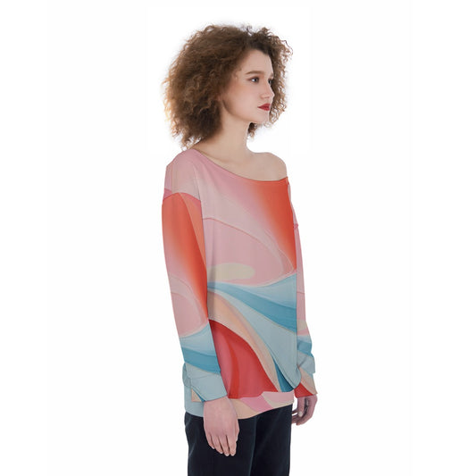 All-Over Print Oversized Women's Off-Shoulder Sweatshirt