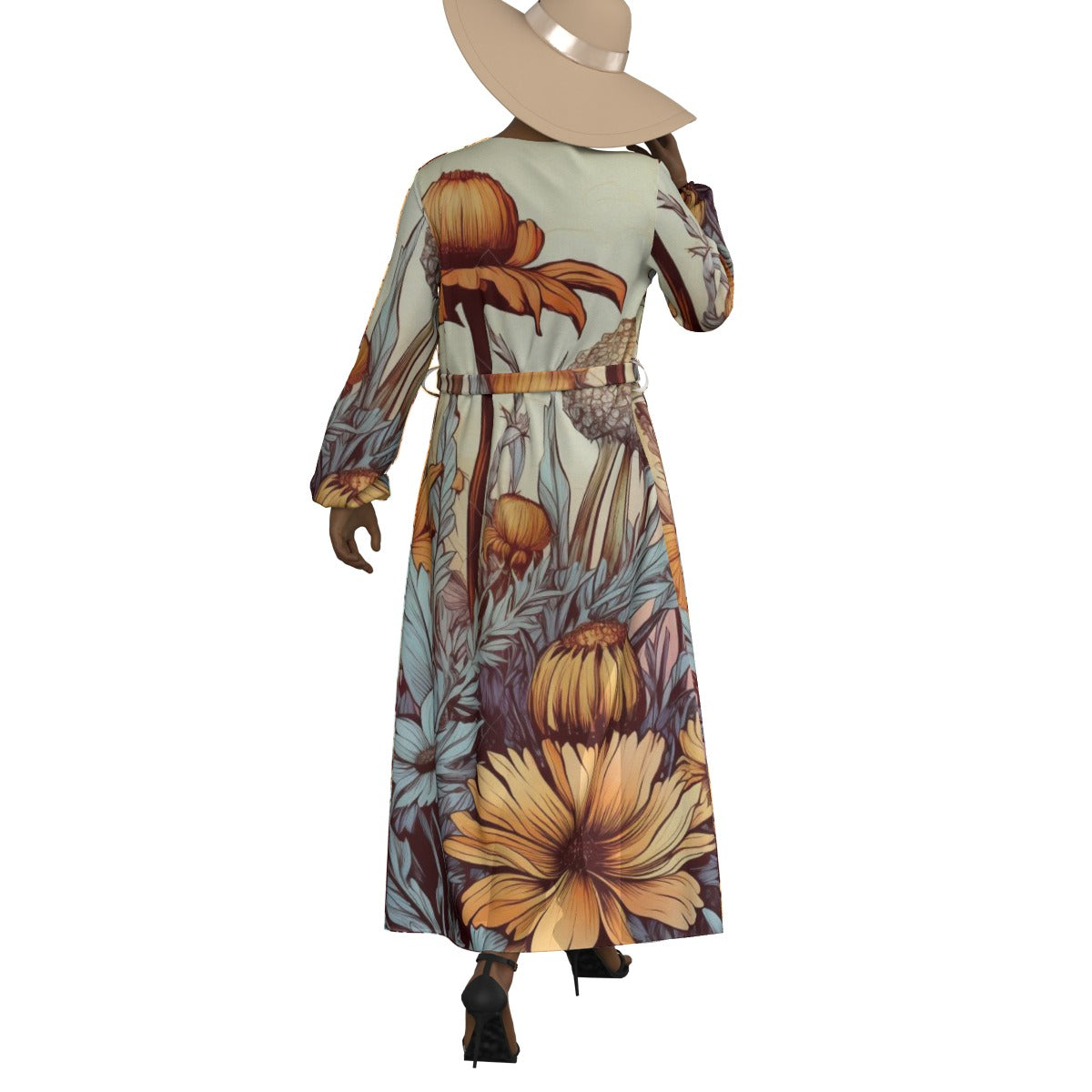 All-Over Print Women's Lace-up Chiffon Robe