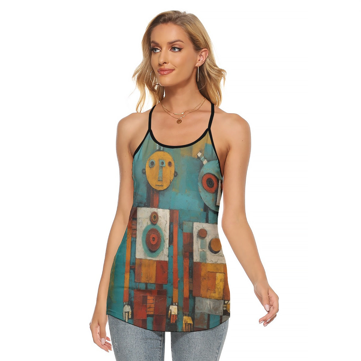 All-Over Print Women's Criss-Cross Open Back Tank Top