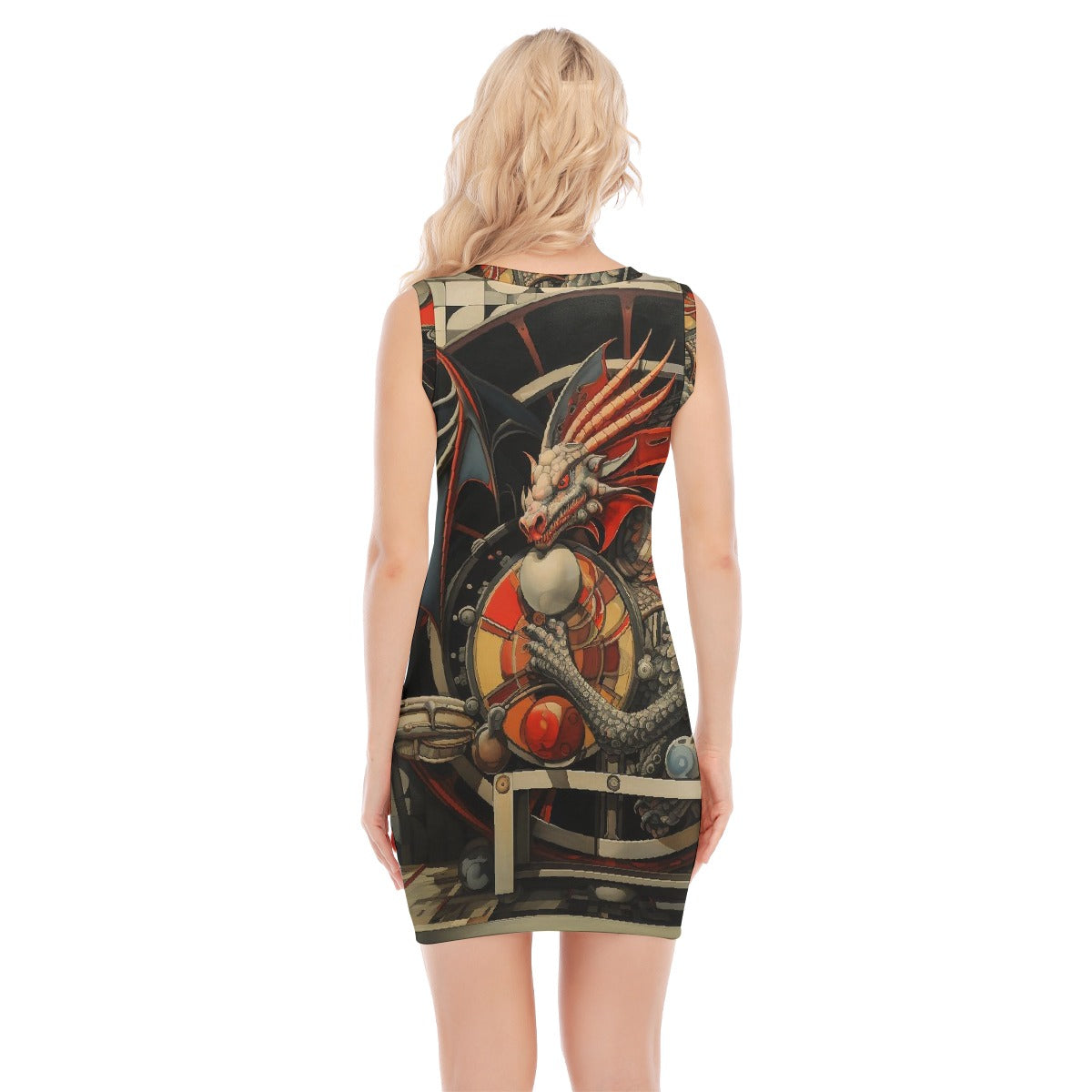 All-Over Print Women's O-neck Sleeveless Hip Skirt