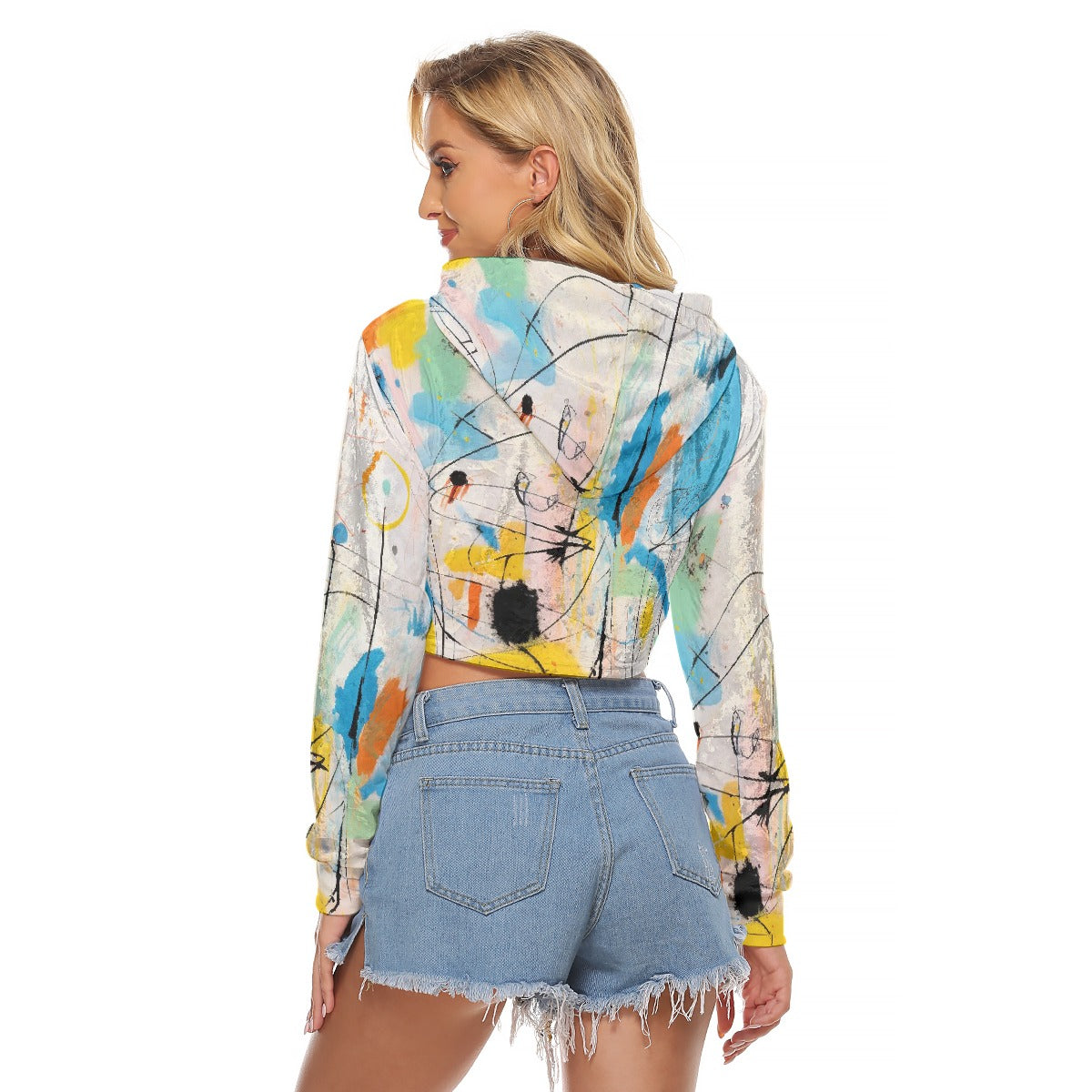 All-Over Print Women's Crop Top Hoodie|Velvet