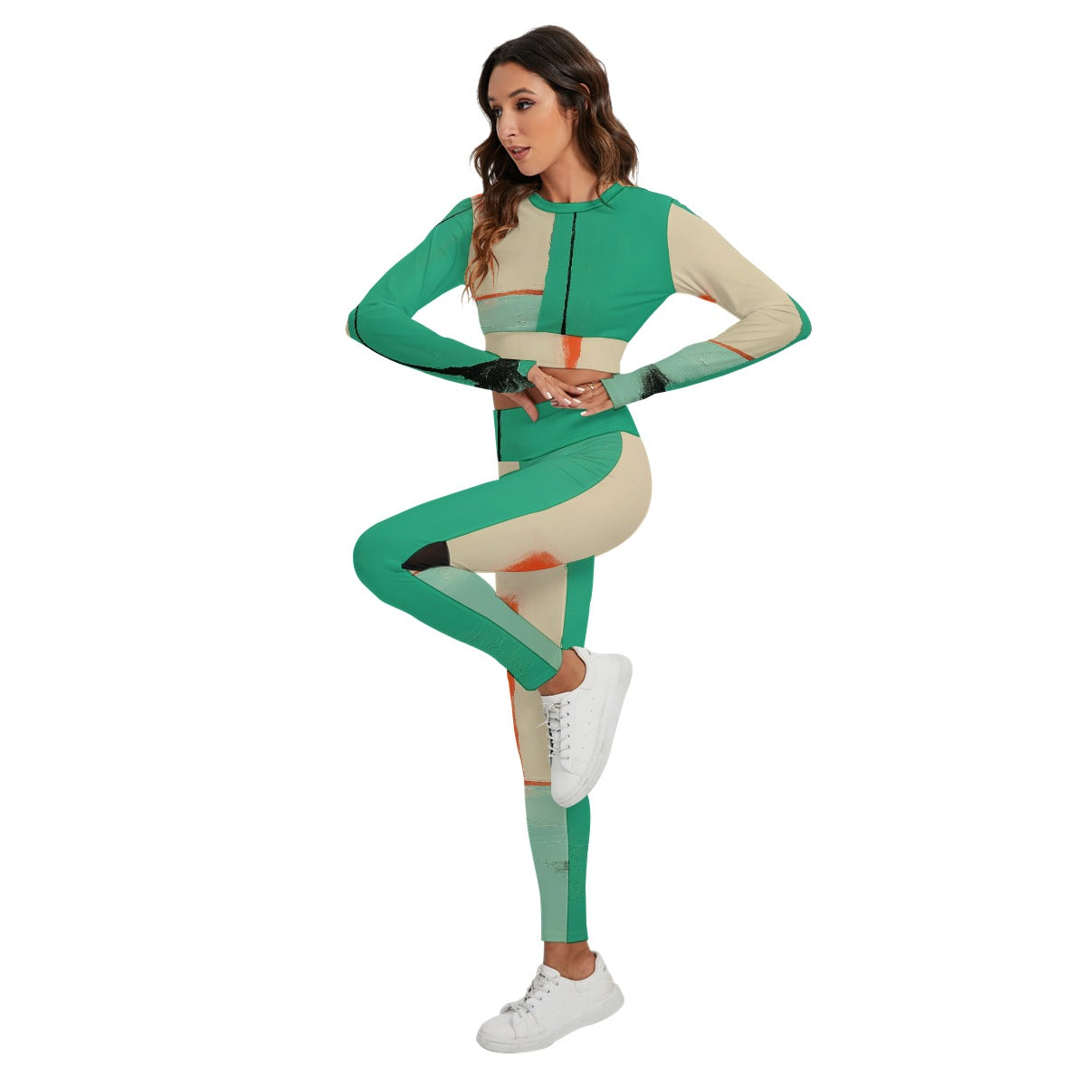 All-Over Print Women's Sport Set With Backless Top And Leggings