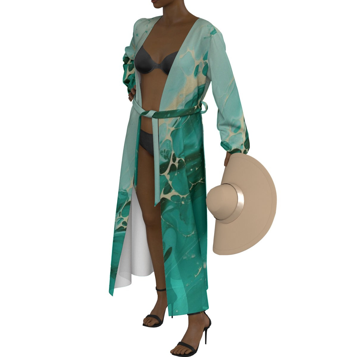 All-Over Print Women's Lace-up Chiffon Robe