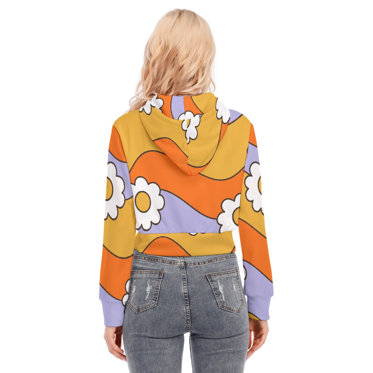 All-Over Print Women's Crop Top Hoodie With Zipper Closure