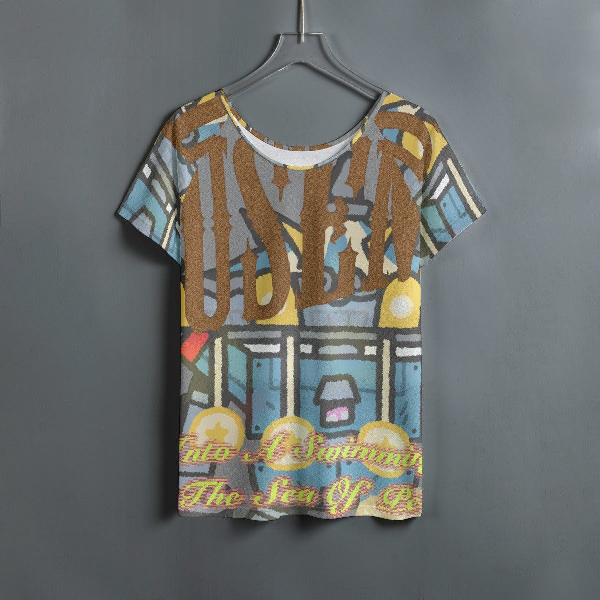 All-Over Print Women's Round Neck T-shirt With Raglan Sleeve