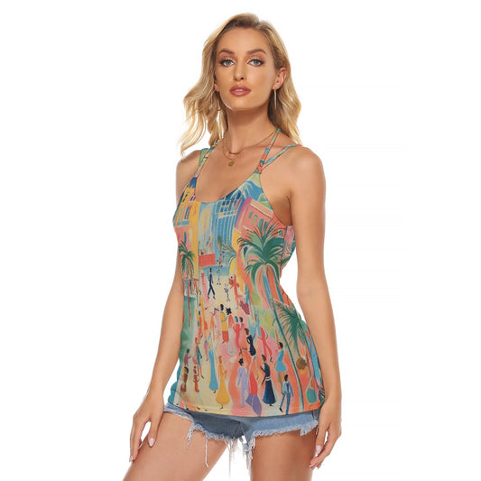 All-Over Print Women's Halter Top With Backless