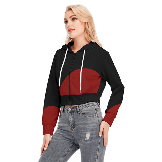 All-Over Print Women's Crop Top Hoodie With Zipper Closure