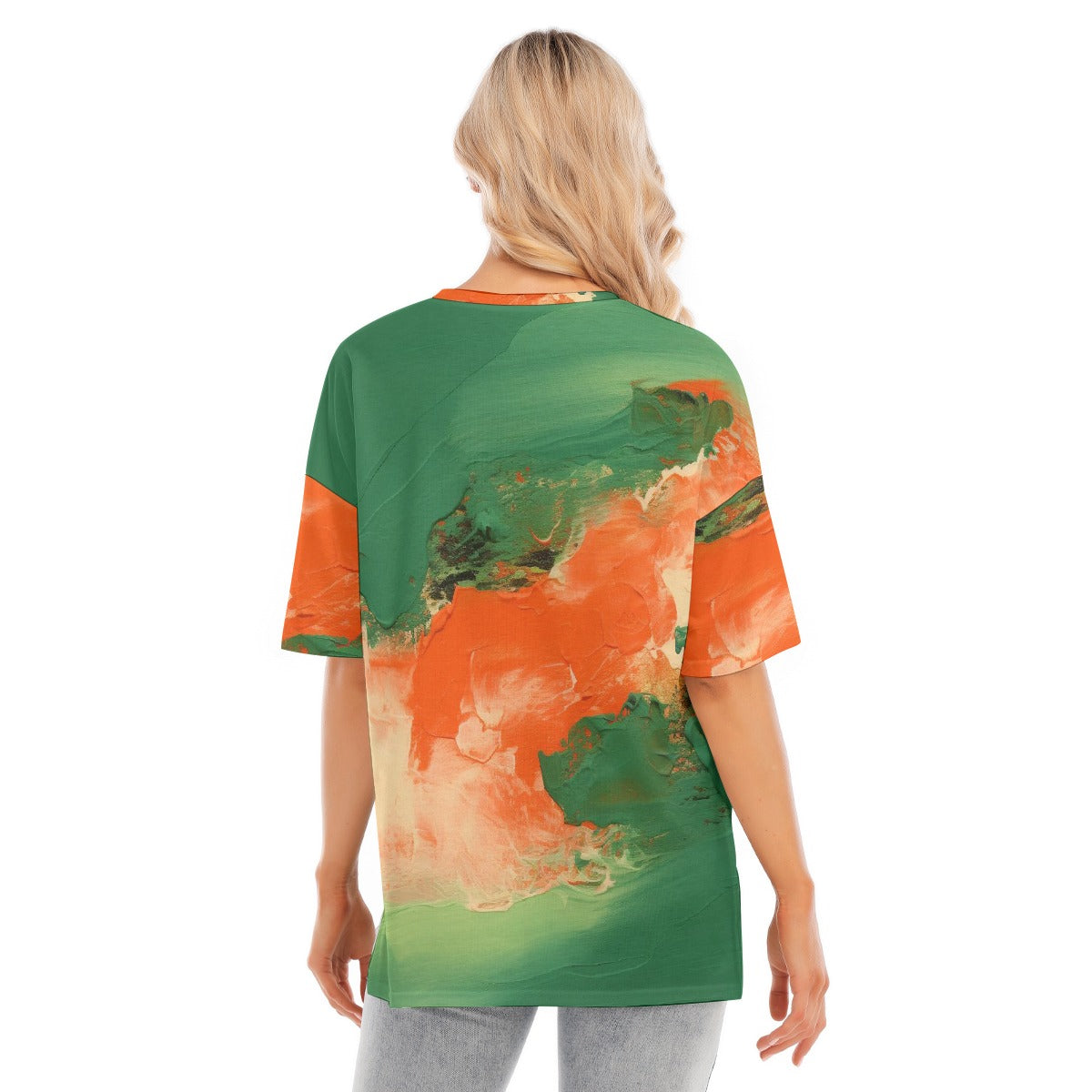 All-Over Print Women's Short Sleeves T-shirt With Hem Split