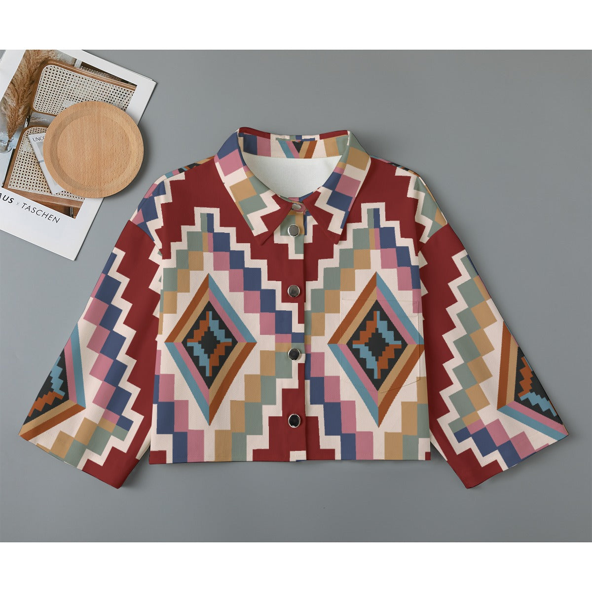 All-Over Print Women's Cropped Jacket | 245GSM Cotton