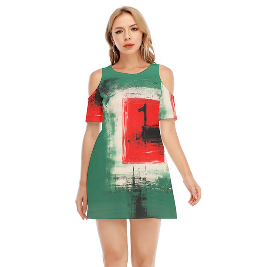 All-Over Print Women's Cold Shoulder Dress | 190GSM Cotton