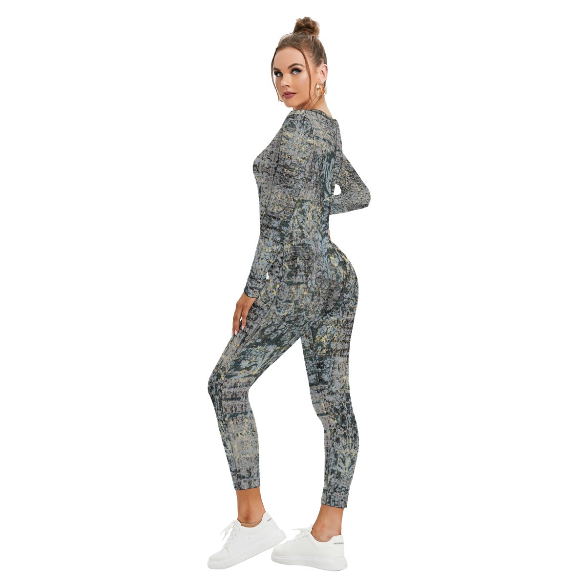All-Over Print Women's Plunging Neck Jumpsuit