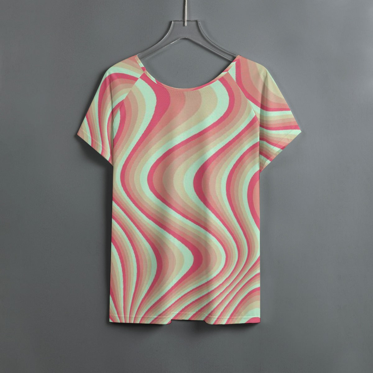 All-Over Print Women's Round Neck T-shirt With Raglan Sleeve