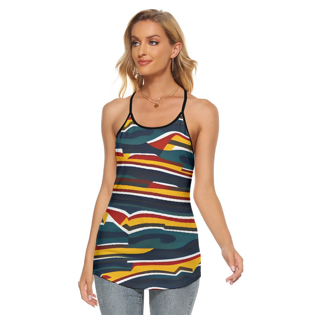 All-Over Print Women's Criss-Cross Open Back Tank Top