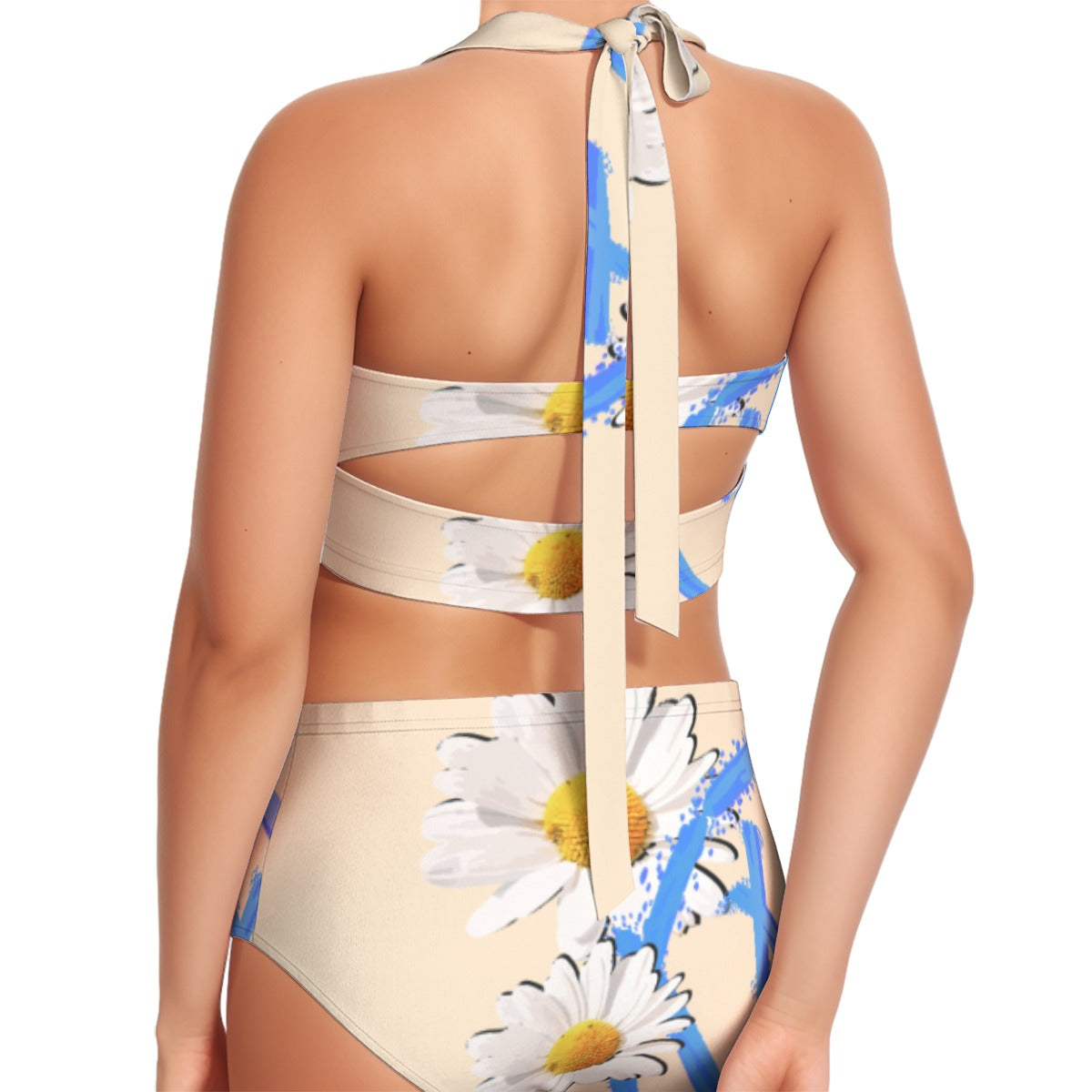 All-Over Print Women's Swimsuit Set With Halter