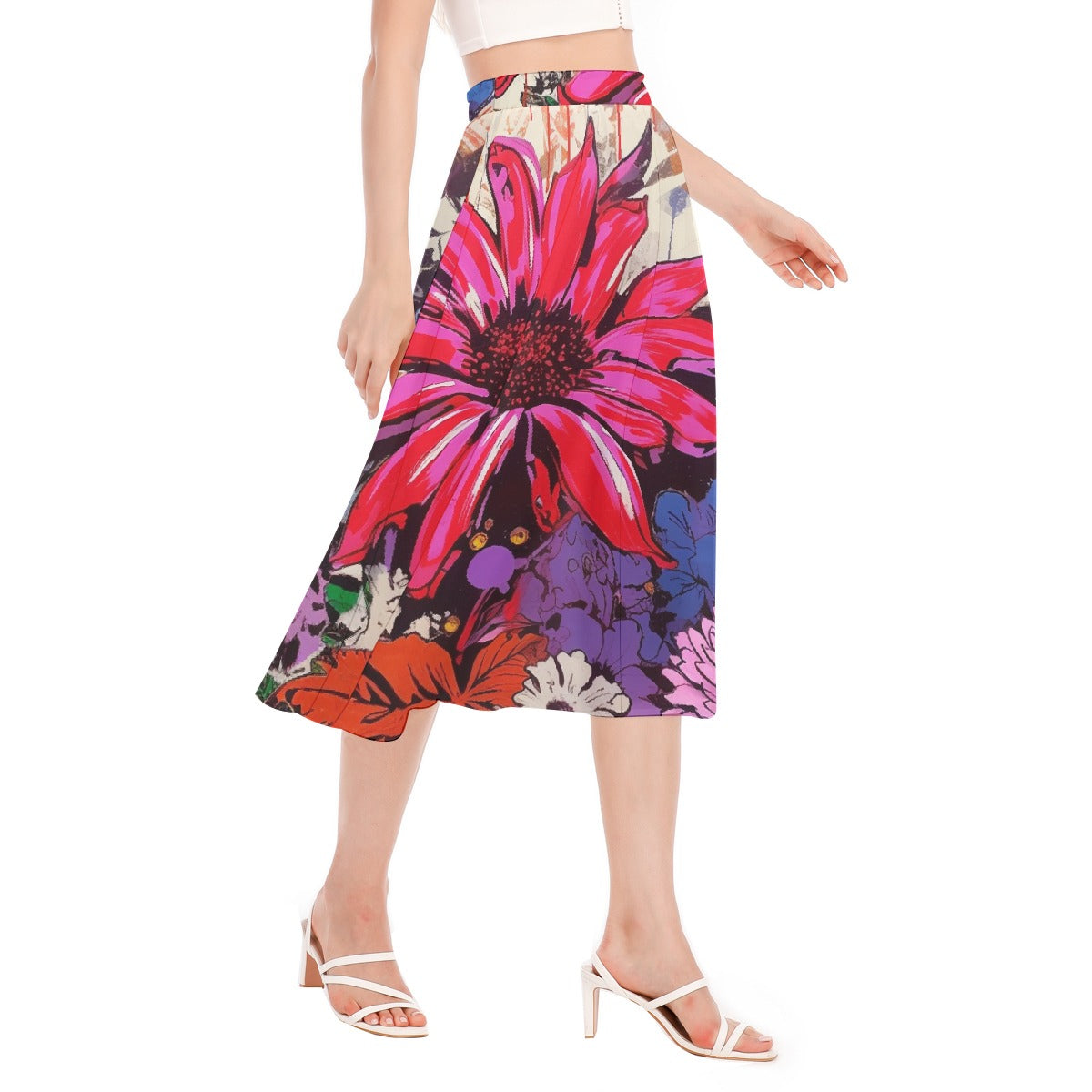 All-Over Print Women's Long Section Chiffon Skirt