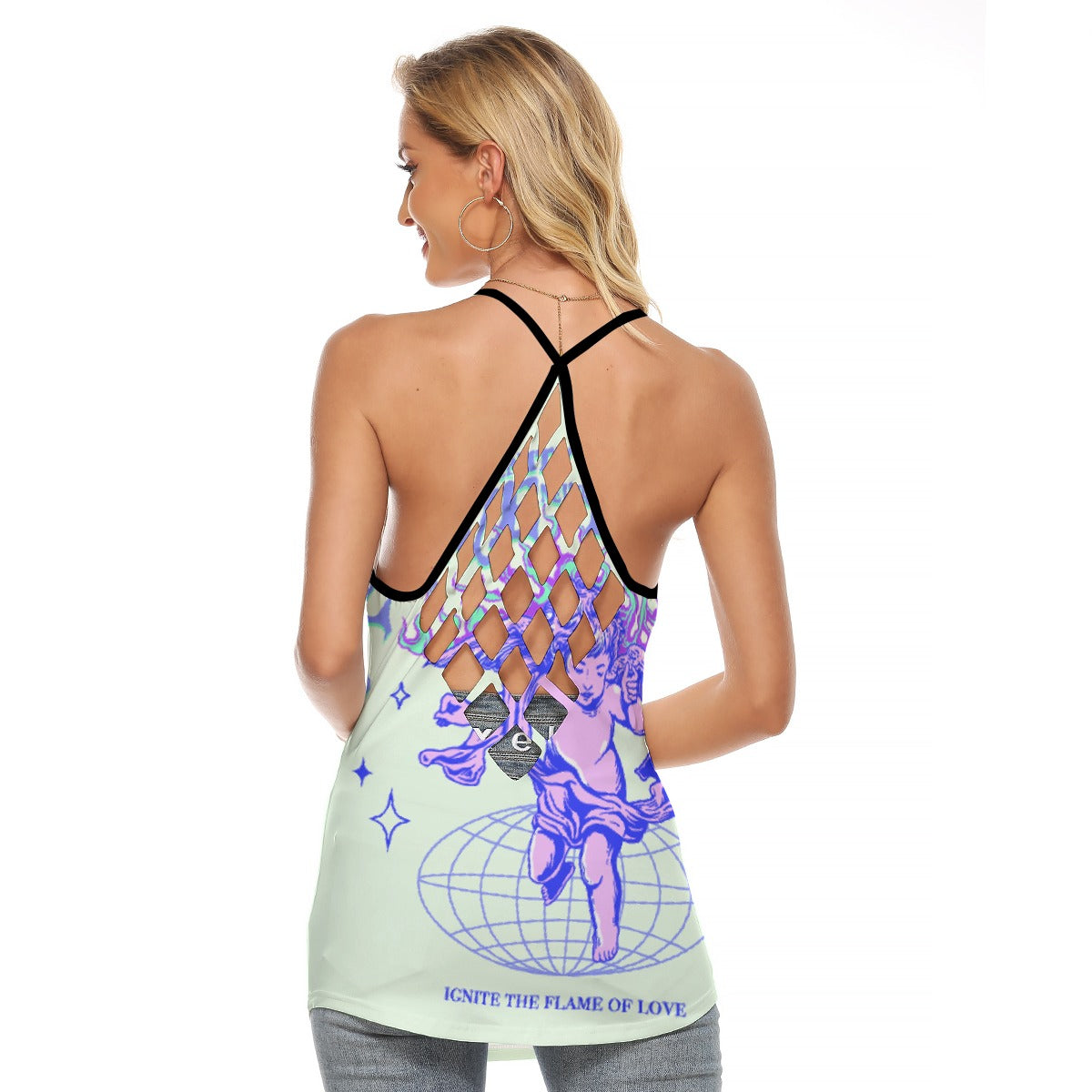 All-Over Print Women's Criss-Cross Open Back Tank Top