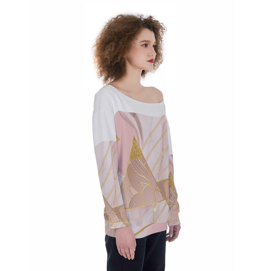 All-Over Print Oversized Women's Off-Shoulder Sweatshirt