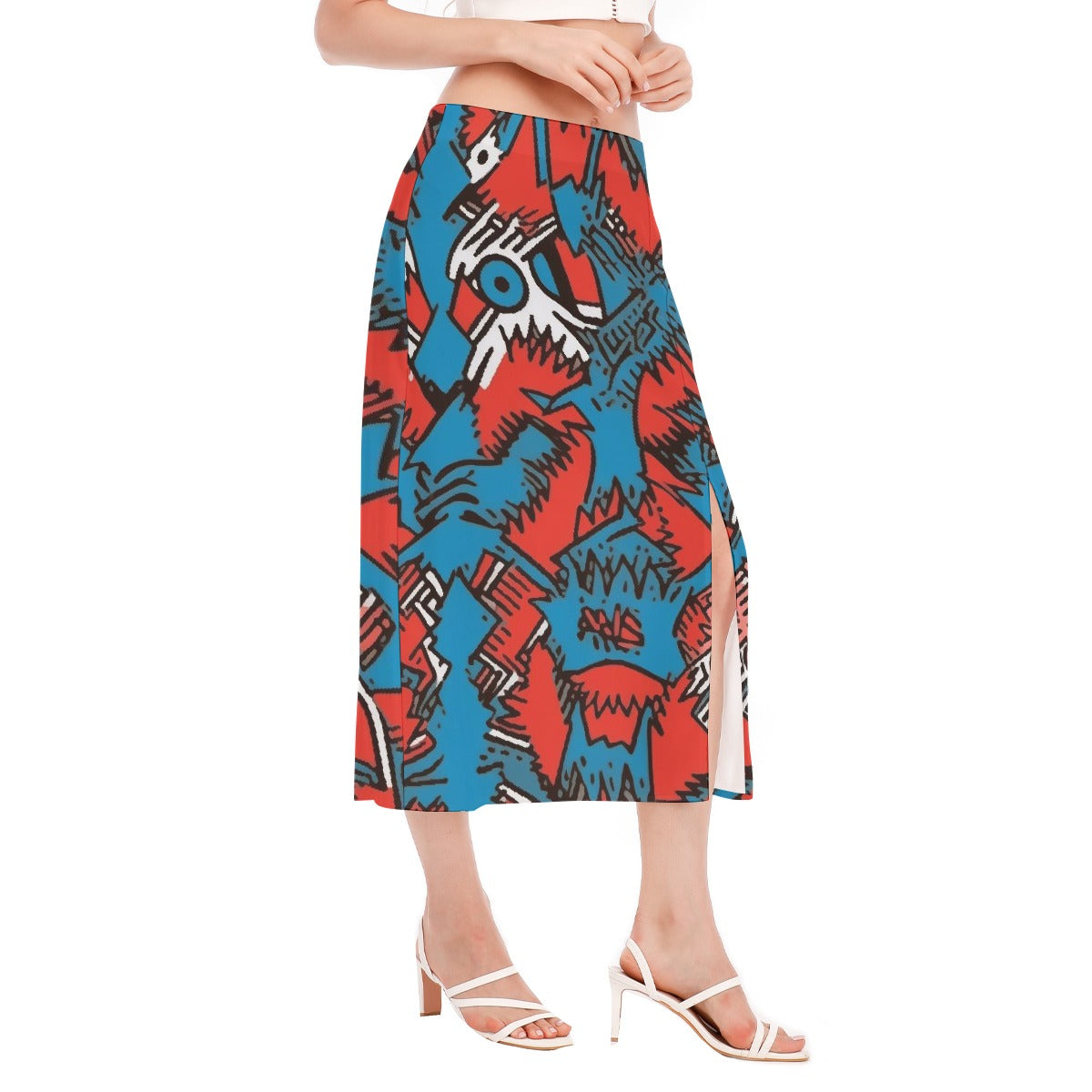 All-Over Print Women's High Slit Long Skirt