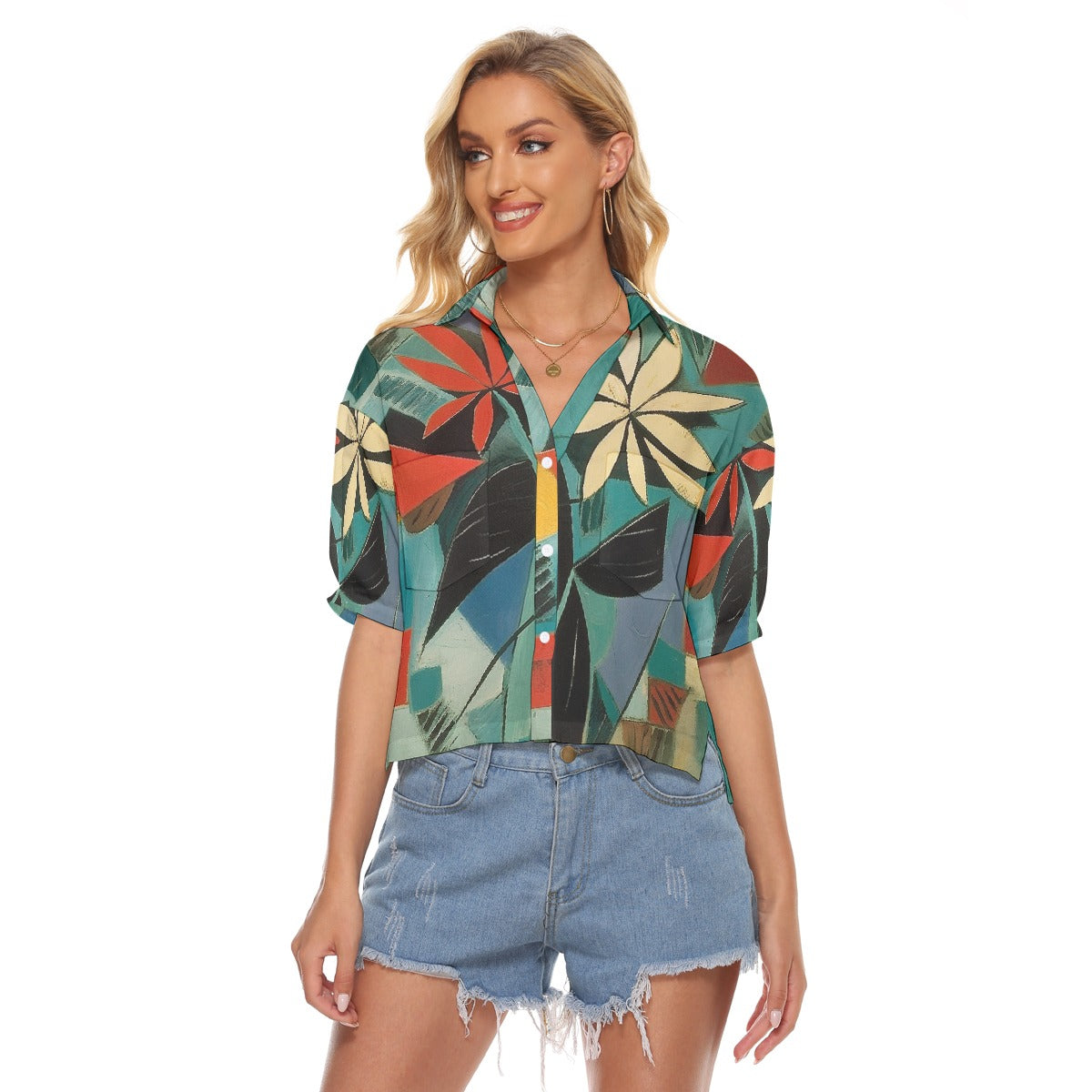 All-Over Print Women's V-neck Shirts