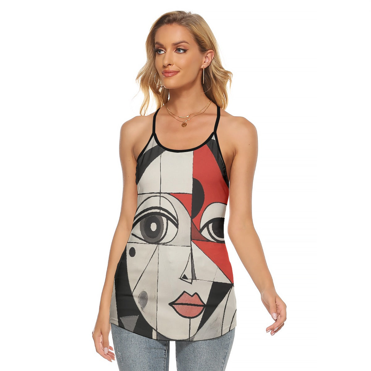 All-Over Print Women's Criss-Cross Open Back Tank Top