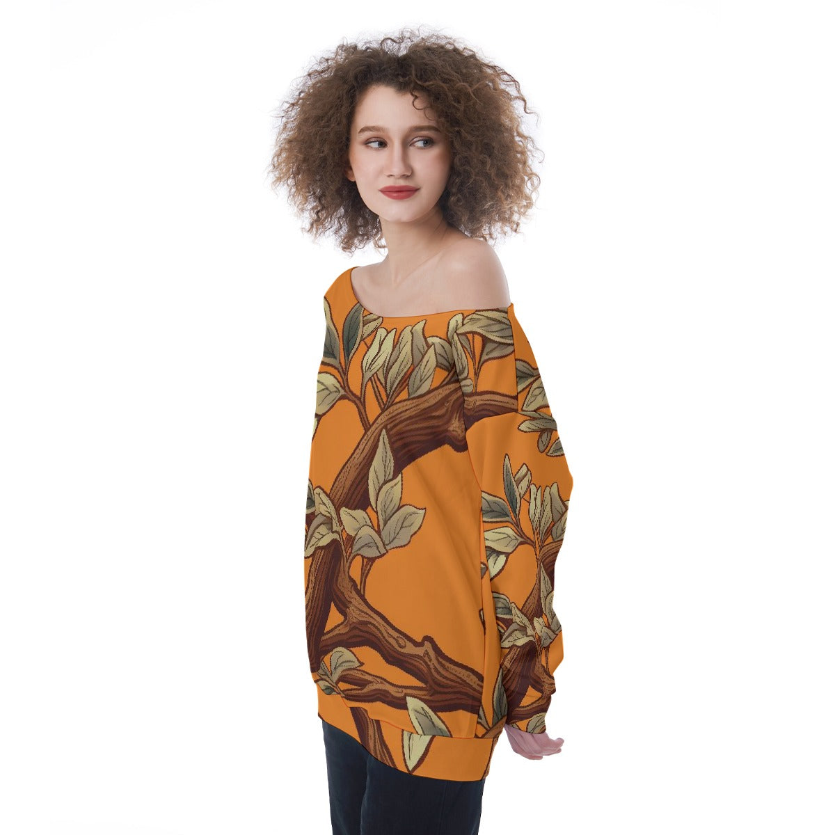 All-Over Print Oversized Women's Off-Shoulder Sweatshirt
