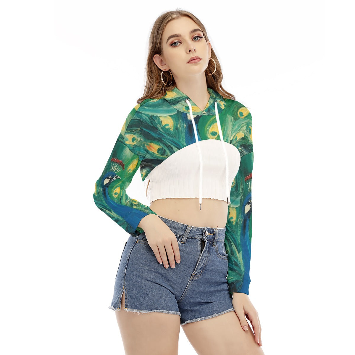 All-Over Print Women's Smock Short Hoodie With Long Sleeve