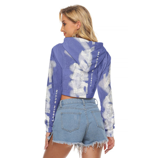 All-Over Print Women's Crop Top Hoodie|Velvet